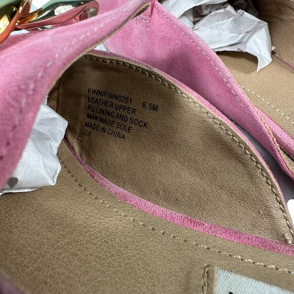 Steve Madden Chunky Gold Chain Pointed Toe Mule Barbie Pink Suede Size 6.5 - Picture 15 of 16